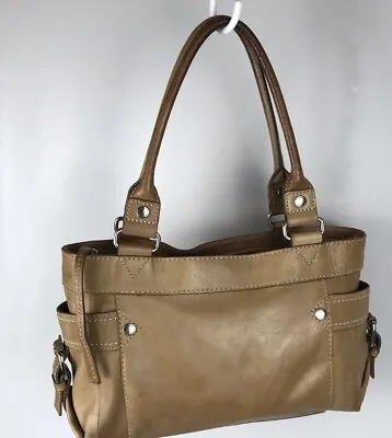 FOSSIL Tan Leather Handbag Purse Satchel • $26