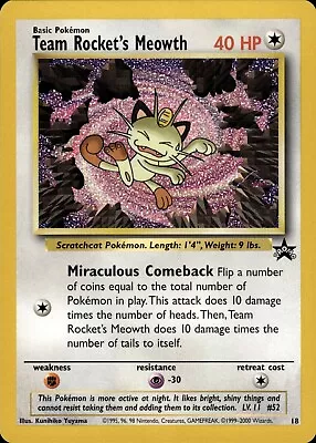 Pokemon Black Star Promo Rare Team Rocket's Meowth #18 - Near Mint (NM) (DB) • $4.99