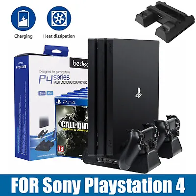 $28.95 • Buy PS4 Vertical Stand Cooling Fan For PS4 PRO/SLIM,Dual Controller Charging Dock