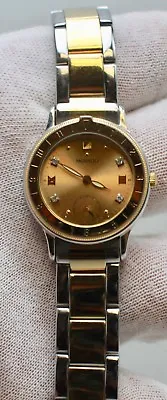 Movado Unisex Esq Two Tone Gold Plated With Diamond Dial Watch • $142.50