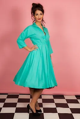 Vintage 80s Does 50s Green Circle Skirt Swing Dress Western Line Dancer  • £45