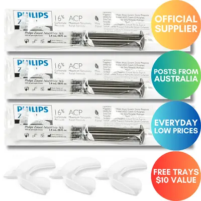 $59.95 • Buy 3 X Philips ZOOM Nite White 16% CP Teeth Whitening Gel + FREE Bonus Mouth Trays