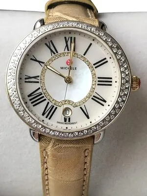 New Michele Serein Diamond Mother Of Pearl Dial Leather Band Watch • $895
