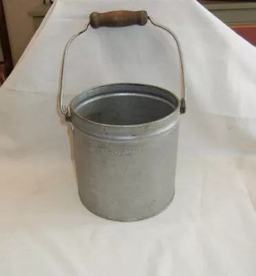Small Antique Tin Berry Pail W/Bail & Wood Handle Made By DOVER -- Maine Barn • $19.99