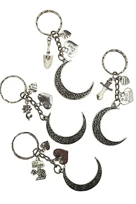 CRESCENT MOON FAMILY KEYRING Trowel Daisy Pirate Garden Charm Gift *Huge Choice* • £5.97