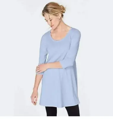 Pure J Jill Top Womens Large Light Blue 3/4 Ballet Sleeve Tunic  Shirt • $14.95