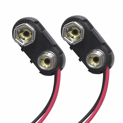 2 X HARD PLASTIC CASE 9v Battery Clip PP3 Connection With Loose Wire Bare Ends • £2.99