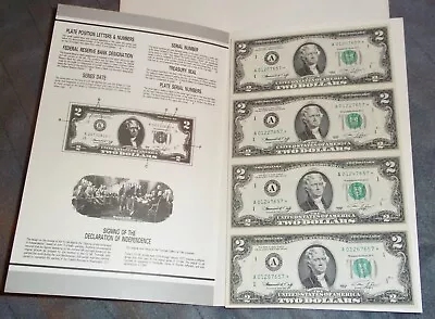 1976 *star* Notes ($2) Two Dollar Distrist (a) Boston Uncut Sheet Of Four Notes • $115