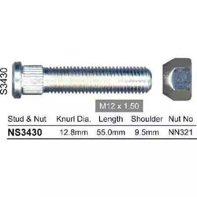 NICE Wheel Stud & Nut M12x1.50 53mm NS3430 • $13.46