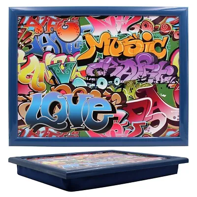 Graffiti Style Lap Tray  With Cushioned Bean Bag Base - TV Dinner Laptop Tray • £15.99