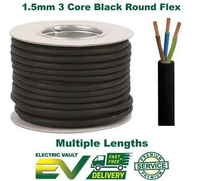 Rubber Cable 3 Core 1.5mm Ho7rn-f Heavy Duty Garden Pond Outdoor Site Extension • £0.99