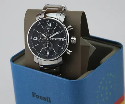 New Authentic Fossil Rhett Chronograph Silver Black Men's Bq1000 Watch • $79.99