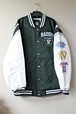 New NFL Oakland Raiders 3X Champions Insulated Cotton Embroidery Jacket Men 4XL • $89.99