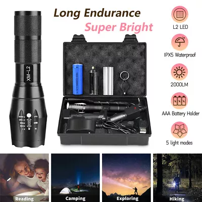 Super-Bright LED Tactical Flashlight Military Zoom Torch W/ Rechargeable Battery • $7.51