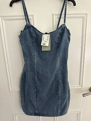 H&M Divided Blue Denim Strappy Dress Size 10 • £7