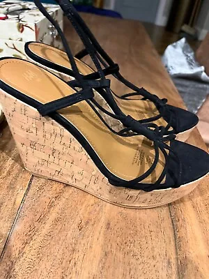 Black Wedge Platform Sandals From H&m Uk Size 6.5  7 Eur 40 • £5