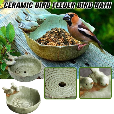 £10.26 • Buy Ceramic Birdbath Bird Feeder Bowl Decor For Bee Bird Bath Garden Outdoor Z4E3