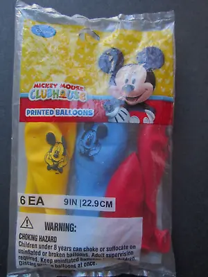 6 Pcs 9  Mickey Mouse Happy Birthday Colorful Party Latex Balloons Pkg Brand New • $4