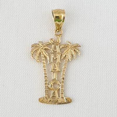 $79.99 • Buy 14k Yellow Gold Jamaica Island Palm Tree Pendant / Charm, Made In USA 
