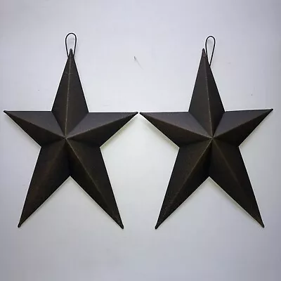 Set Of 2 Whimsical Black Metal Barn Stars Star 8  Primitive Rustic Country Farm • $16.95