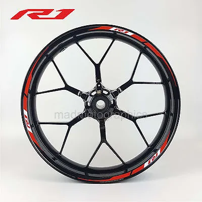 R1 2015 Style Motorcycle Wheel Decals Rim Stickers Stripes For Yamaha Yzf-r1 YZF • £23.88
