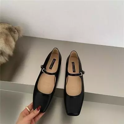 Womens Fashion Dance Flats Square Toe Buckle Strap Loafer Mary Jane Ballet Shoes • $45.62