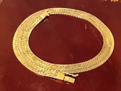 14K ITALY GOLD NECKLACE Herringbone Link Chain Vtg Fine Jewelry 18” Yellow Gold • $849.99