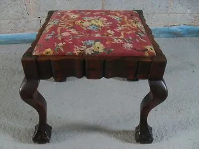 Mahogany Square Shaped Stool With Cabriole Legs • £195