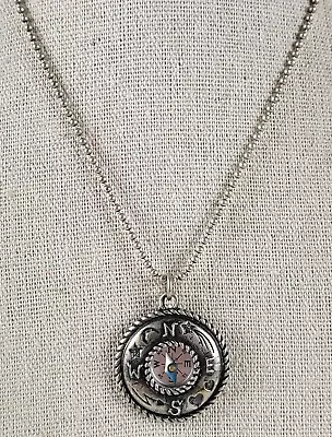 Vintage MSCO Sterling Silver Ball Bead Chain Compass Pendant Necklace 32 Inch • $40