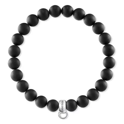 Genuine Thomas Sabo Charm Club Matte Obsidian Stretch Bracelet CX0219 • $59