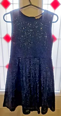 Yumi Girl Navy Blue Sequins Dress Size: 9-10yrs • £3.99