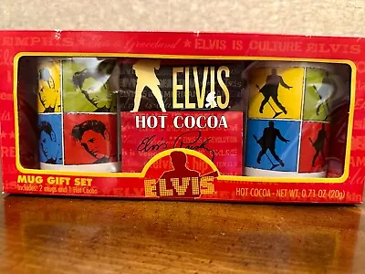 Vintage ELVIS PRESLEY Mug Gift Set- Contains 2 Mugs And  Hot Cocoa Packet - 2012 • $14.95