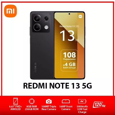 Xiaomi Redmi Note 13 5G Dual SIM Unlocked Android Mobile Phone – Black/8GB+256GB • $464.59