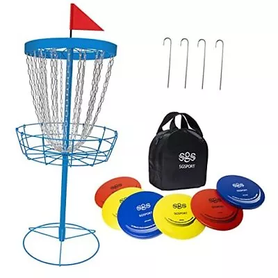 Disc Golf Basket With Discs | Portable Disc Golf Target With Heavy Duty 24 Blue • $184.19