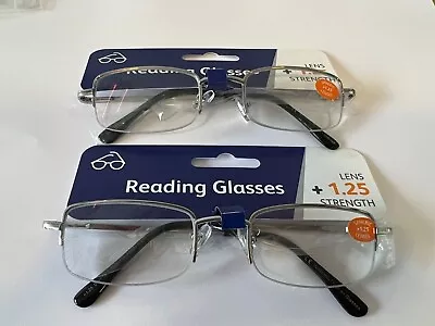 2x Reading Glasses Men's Nickle Silver Frame +1.25 +1.5 +2.0 +2.5 +3.0 +3.5 • £3.99