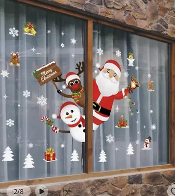 $8.99 • Buy Christmas Xmas Santa Removable Window Stickers Art Decals Wall Home Shop Decor
