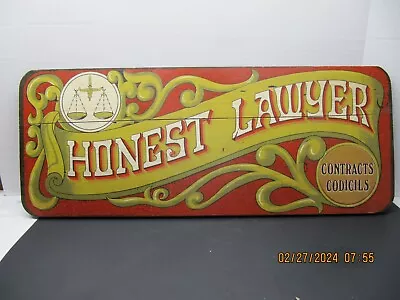 Vintage Large 28  Wood  Honest Lawyer  Folk Art Sign • $120