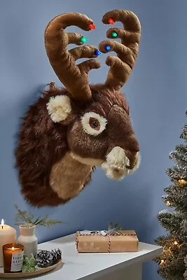 Christmas Decorations Singing Reindeer Moose Head Plush Stag Wall Hanging 0935 • £29