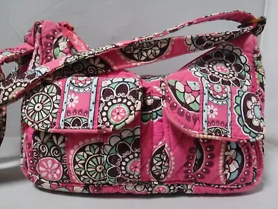 GA10 Vera Bradley Pink Cupcake Crossbody LIBBY Shoulder Bag Purse Handbag Hobo • $24.99