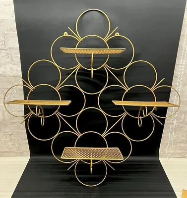 Vintage Mid Century Atomic 1960s Metal Wall Shelf Flower Shape MCM Decor • $149