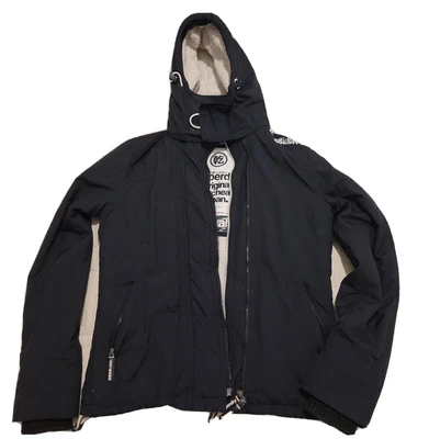 £10 • Buy Superdry Men’s Boys Jacket With Hoodie Size XS Black With White Lining