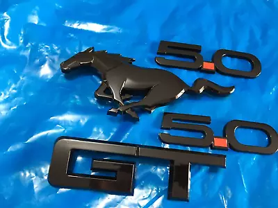 2015-2022 Mustang GT 5.0 Gloss Black / Red Emblem Badge Package 1set （4pcs） • $23.99