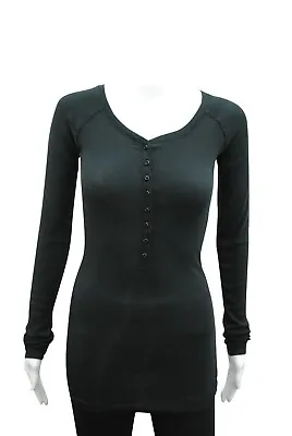 £7.99 • Buy Womens P.C T-Shirt Top Button Up Long Sleeve Ribbed LYCRA Black Plus Size 6 - 26