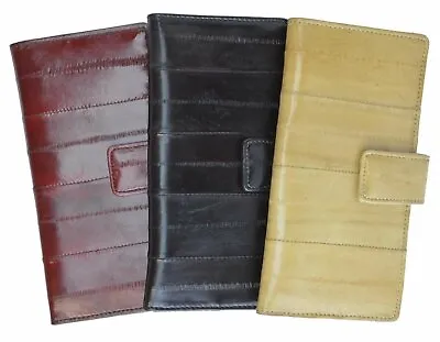 Genuine Eel Skin Soft Credit Card Holder Wallet With Snap Button By Marshal® • $22.99