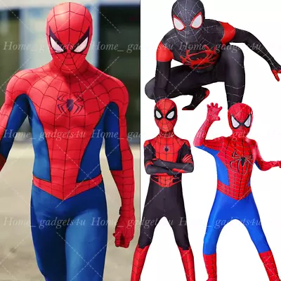 Spider-Man Costume Superhero Miles Halloween Jumpsuit Kids Boys Bodysuit Cosplay • $15.99