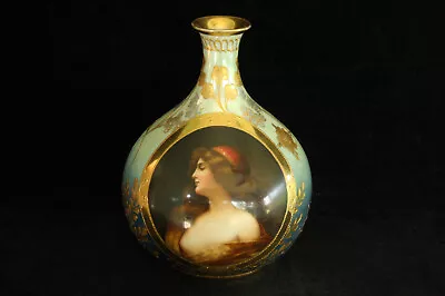 Antique Royal Vienna Style Art Nouveau Wagner Signed Portrait Vase Hand Painted • $924.99