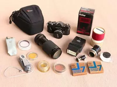 Vintage Photography Mixed Lot Pentax Camera And Lens And Documents Stuff  KA • $132.95