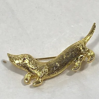 Vintage Gold Tone Dachshund Weiner Dog Pin Brushed Finish CUTE! • $12.95