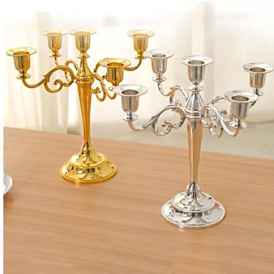 3/5 Arm Large Metal Candle Holder Wedding Table Decor Centrepiece Candleabra • £18.35