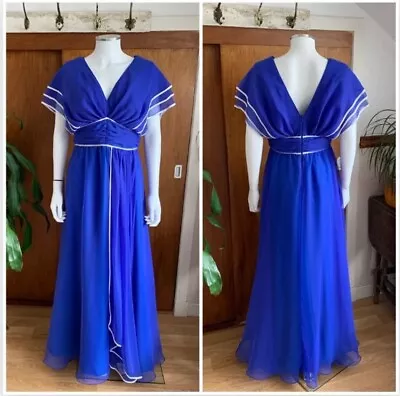 1970s BERND LINEK Couture Vintage Dress Grecian Floaty Bridesmaid Uk 10-12 • £45